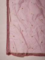 Vivacious Pink Abstract Print & Embroidered TP Silk Anarkali Gown with Net Dupatta