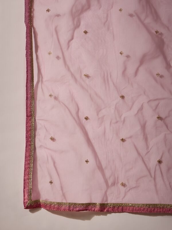 Vivacious Pink Abstract Print & Embroidered TP Silk Anarkali Gown with Net Dupatta