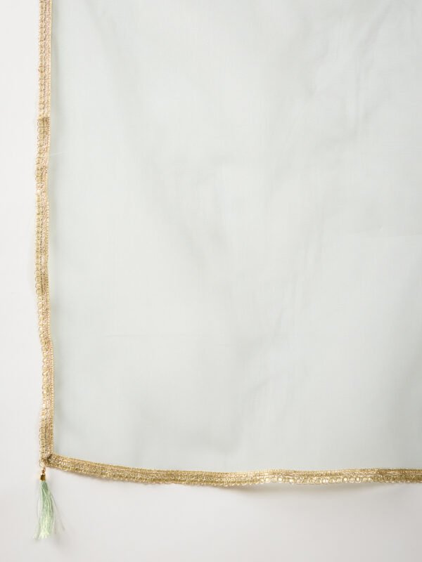 Ethereal Green Floral Printed & Embroidered Chinon Anarkali Gown with Net Dupatta