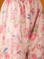 Charming Cream Floral Printed & Embroidered Chinon Kurta Sharara Set with Dupatta
