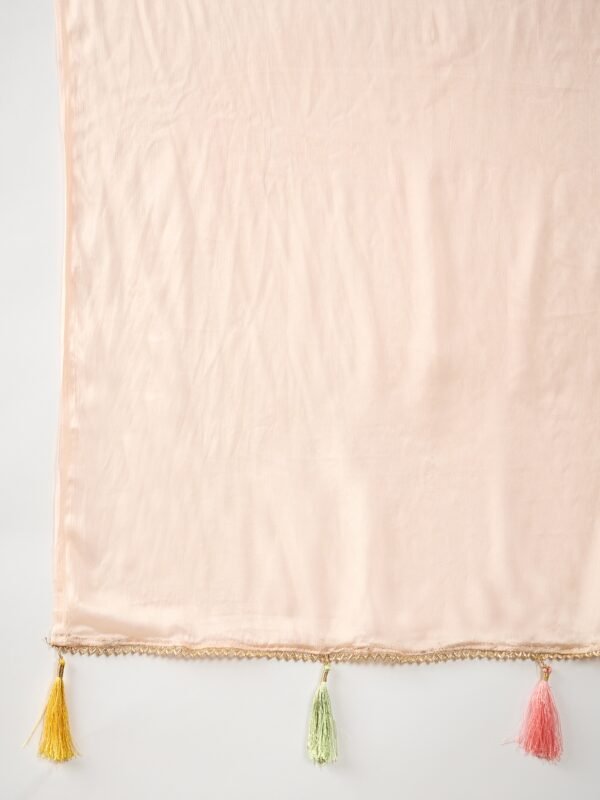 Charming Cream Floral Printed & Embroidered Chinon Kurta Sharara Set with Dupatta