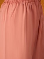 Peach Chinon Embroidered Straight Kurta Palazzo Set with Dupatta