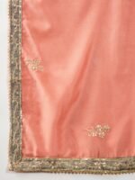 Peach Chinon Embroidered Straight Kurta Palazzo Set with Dupatta