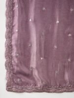 Enchanting Purple Embroidered Chinon Anarkali Gown with Dupatta