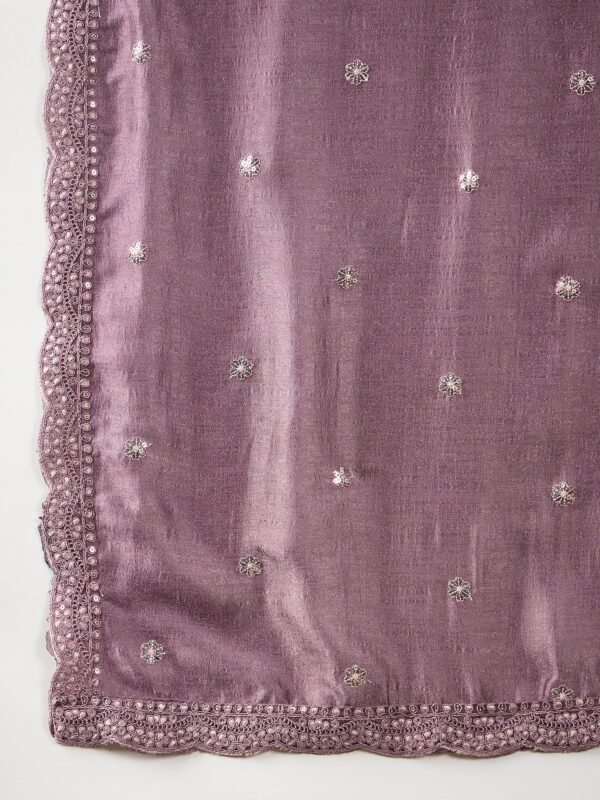Enchanting Purple Embroidered Chinon Anarkali Gown with Dupatta