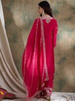 Alluring Pink Embroidered Chinon Kurta Sharara Set with Dupatta