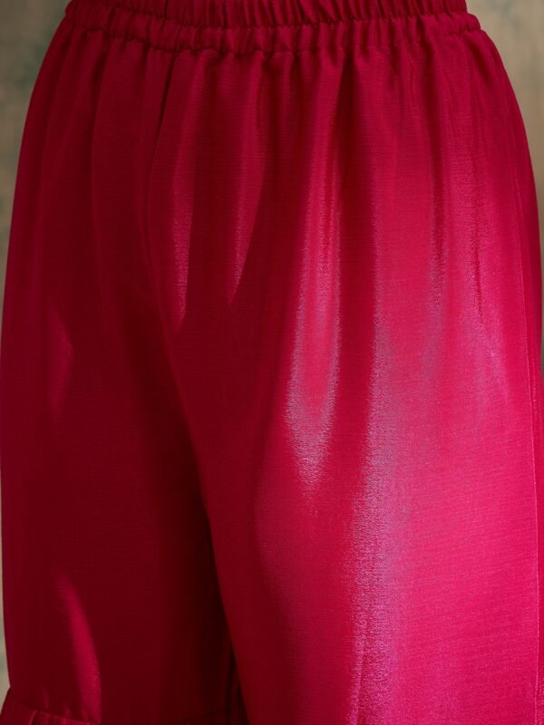 Alluring Pink Embroidered Chinon Kurta Sharara Set with Dupatta