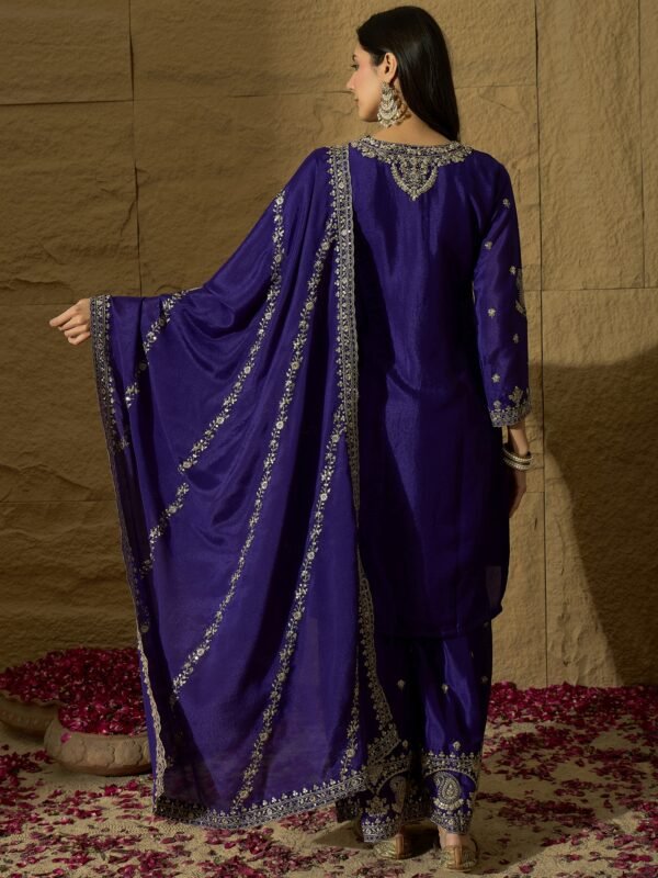 Alluring Pink Embroidered Chinon Kurta Sharara Set with Dupatta