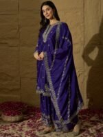 Alluring Pink Embroidered Chinon Kurta Sharara Set with Dupatta