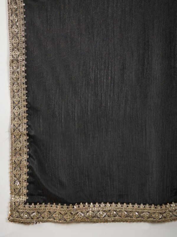 Black Chinon Embroidered Kurta Palazzo Set with Dupatta