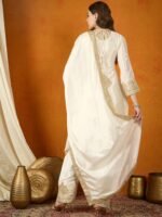 Black Chinon Embroidered Kurta Palazzo Set with Dupatta