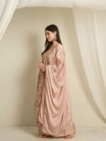 Sublime Peach Embroidered Chinon Kurta Palazzo Set with Dupatta