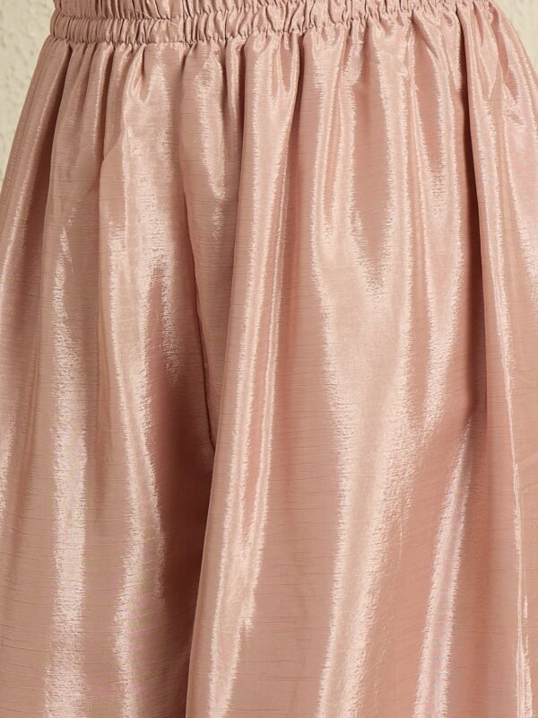 Sublime Peach Embroidered Chinon Kurta Palazzo Set with Dupatta