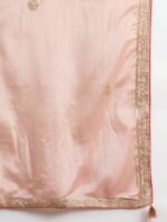 Sublime Peach Embroidered Chinon Kurta Palazzo Set with Dupatta
