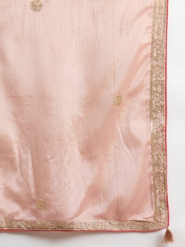 Sublime Peach Embroidered Chinon Kurta Palazzo Set with Dupatta