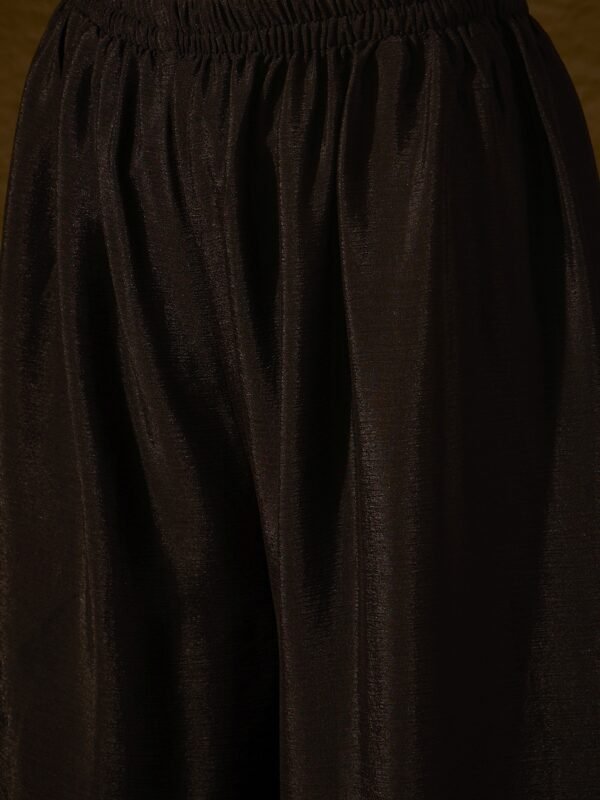 Black Chinon Kurta Palazzo Set with Lace Dupatta