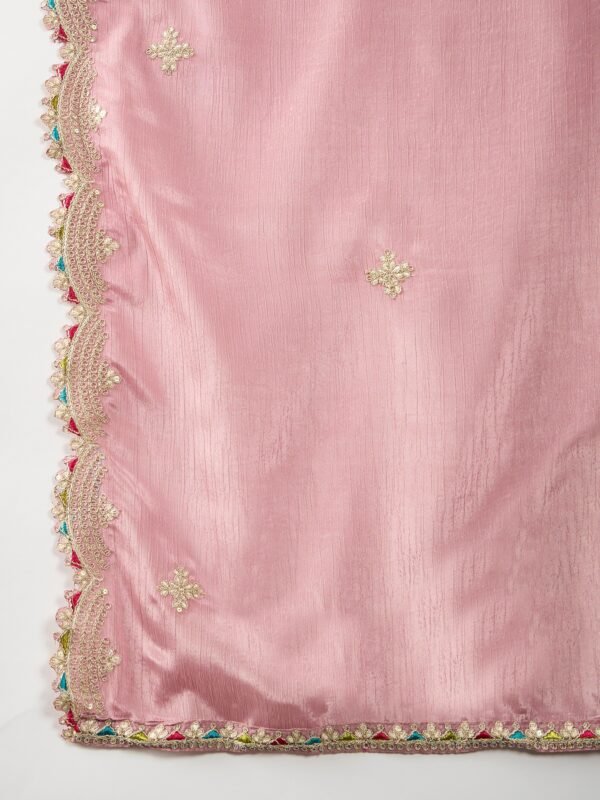 Glorious Light Purple Embroidered Chinon Kurta Palazzo Set with Dupatta