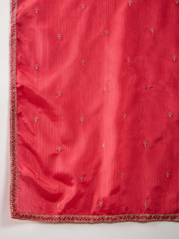 Pink Straight Kurta Sharara Set with Embroidered Dupatta