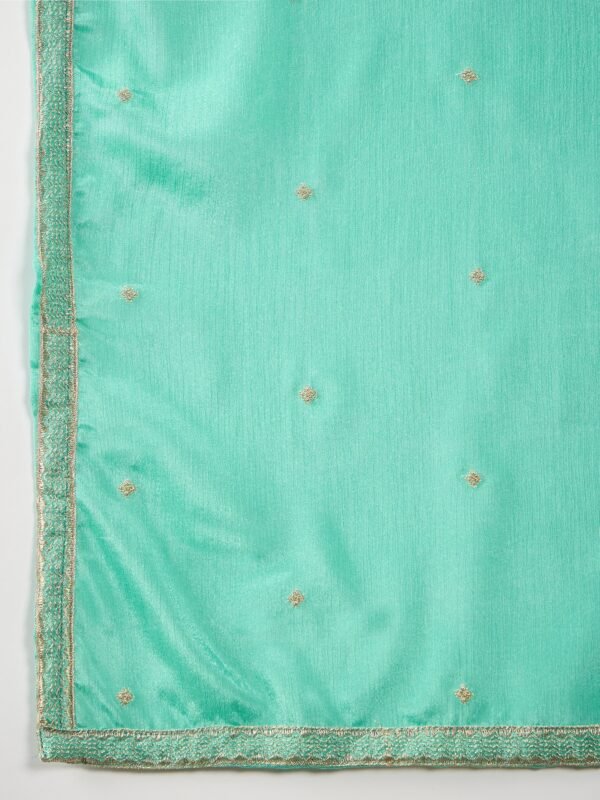 Ombre Teal Chinon Embroidered Kurta & Palazzo Set