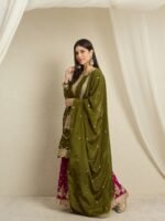 Enchanting Mehendi Embroidered Chinon Kurta Lehenga Set with Dupatta