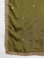 Enchanting Mehendi Embroidered Chinon Kurta Lehenga Set with Dupatta