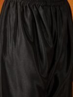 Midnight Black Embroidered Chinon Straight Kurta Palazzo Set with Dupatta
