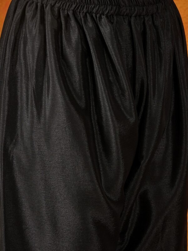 Midnight Black Embroidered Chinon Straight Kurta Palazzo Set with Dupatta