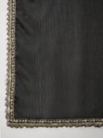 Midnight Black Embroidered Chinon Straight Kurta Palazzo Set with Dupatta