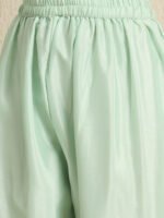 Serene Pista Embroidered Chinon Front-Slit Anarkali Kurta Pant Set with Dupatta