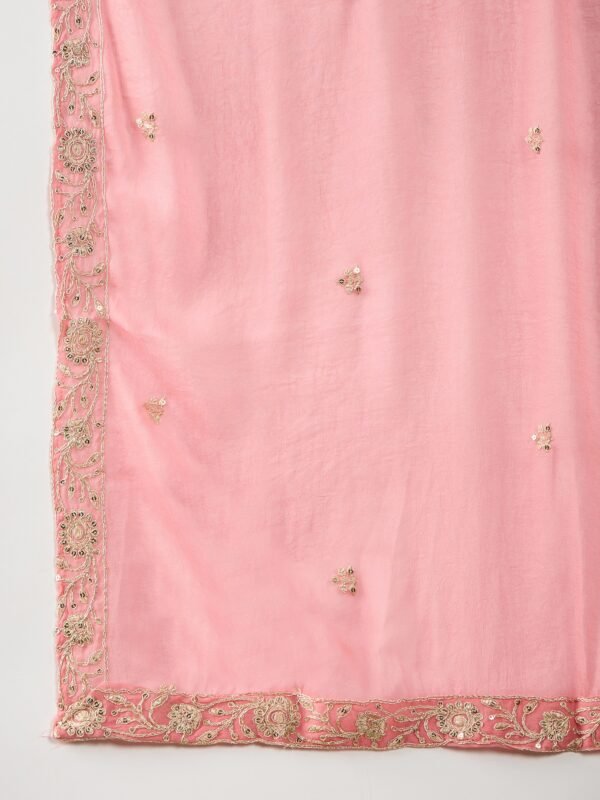Luminous Yellow Embroidered Georgette Straight Kurta Palazzo Set with Dupatta
