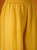 Luminous Yellow Embroidered Georgette Straight Kurta Palazzo Set with Dupatta