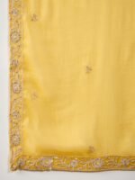 Luminous Yellow Embroidered Georgette Straight Kurta Palazzo Set with Dupatta