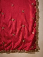 Radiant Red Chinon Embroidered Kurta Palazzo Set