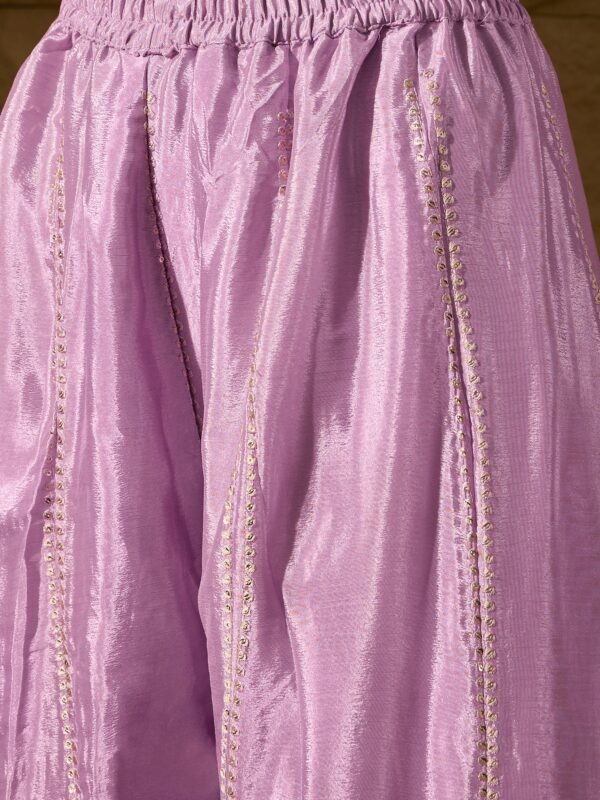 Dainty Light Pink Embroidered Chinon Kurta Palazzo Set with Dupatta
