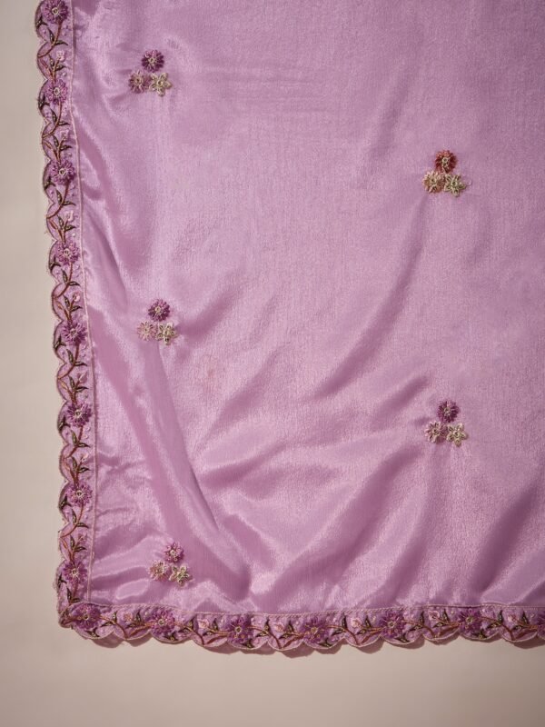 Dainty Light Pink Embroidered Chinon Kurta Palazzo Set with Dupatta