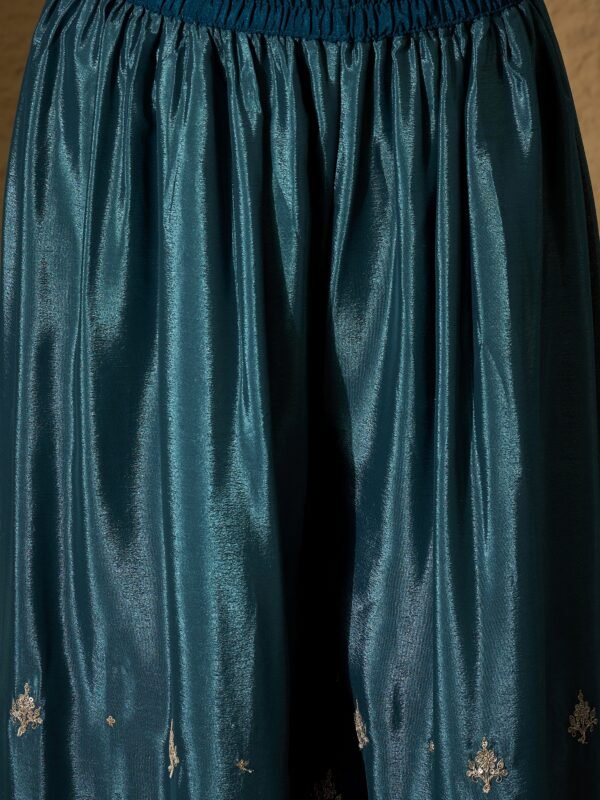 Imperial Blue Embroidered Chinon Straight Kurta Palazzo Set with Dupatta