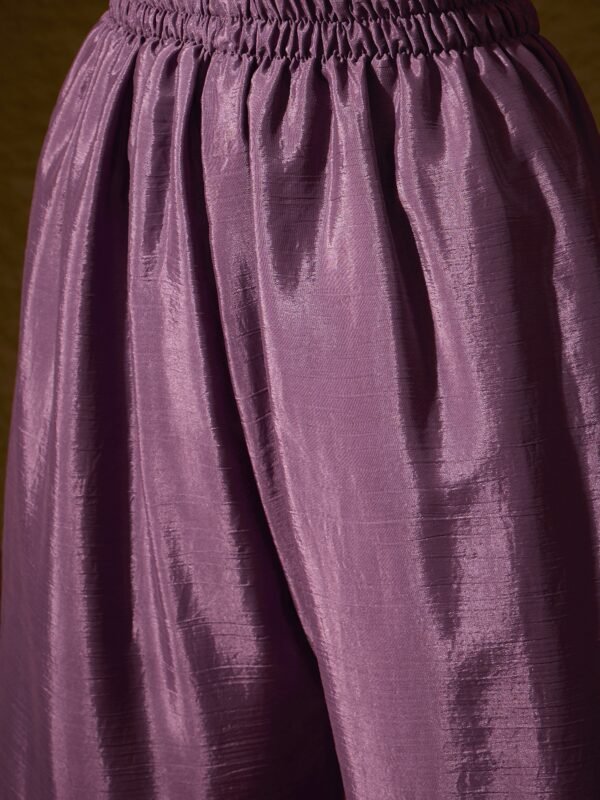 Alluring Purple Embroidered Chinon Flared Kurta Sharara Set with Dupatta