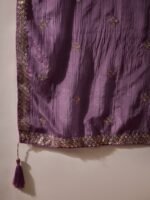 Alluring Purple Embroidered Chinon Flared Kurta Sharara Set with Dupatta
