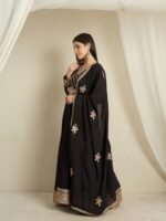 Mystic Black Embroidered Chinon Anarkali Gown with Dupatta
