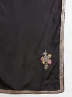Mystic Black Embroidered Chinon Anarkali Gown with Dupatta