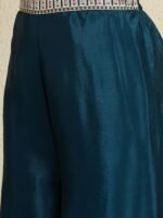 Chic Rama Embroidered Chinon Crop Top Palazzo Set with Short Jacket