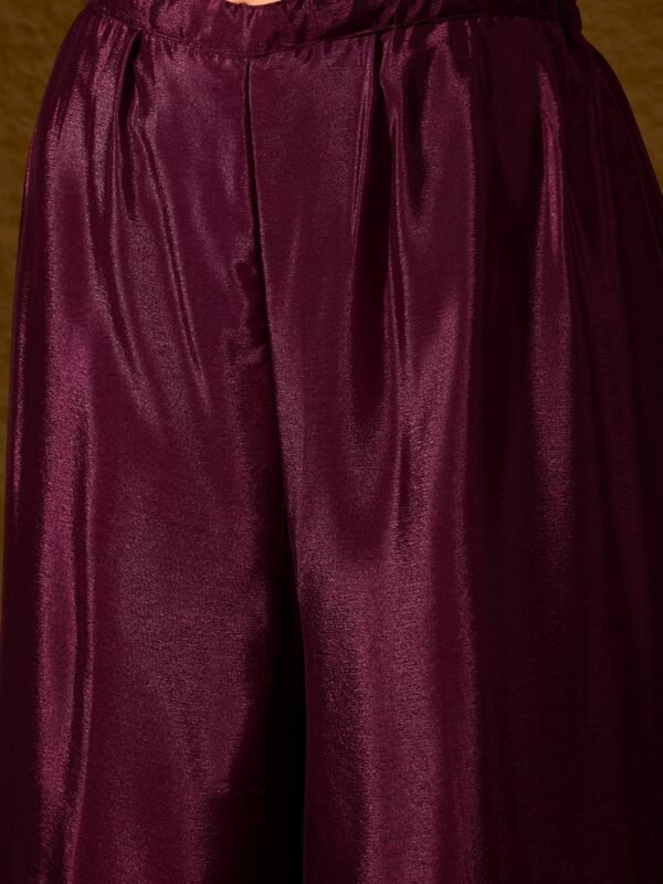 Mesmerizing Purple Embroidered Chinon Flared Kurta Palazzo Set with Dupatta