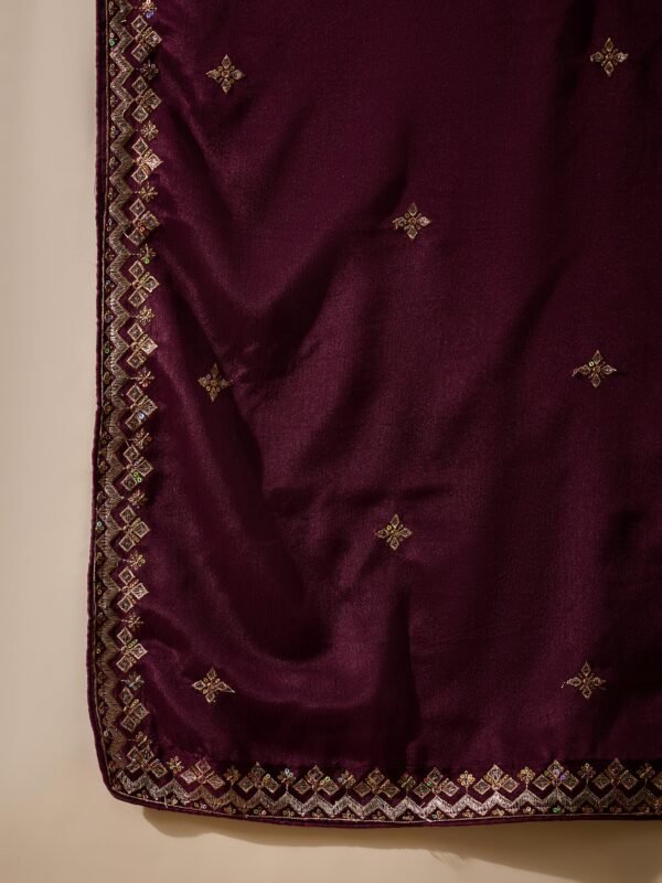 Mesmerizing Purple Embroidered Chinon Flared Kurta Palazzo Set with Dupatta