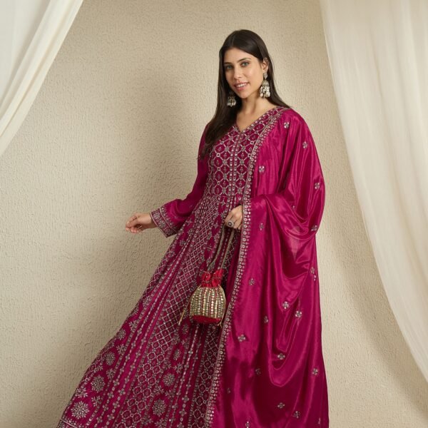 maroon gown