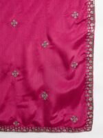 Magnificent Maroon Embroidered Chinon A-Line Gown with Dupatta