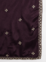 Magnificent Maroon Embroidered Chinon A-Line Gown with Dupatta