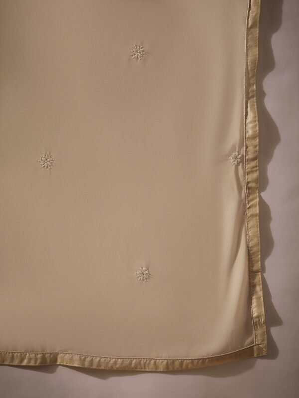 Pristine Cream Embroidered Faux Georgette Anarkali Gown with Dupatta