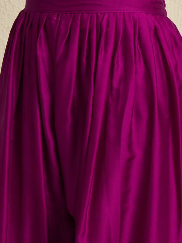 Vibrant Purple Embroidered Chinon Kaftan Palazzo Set