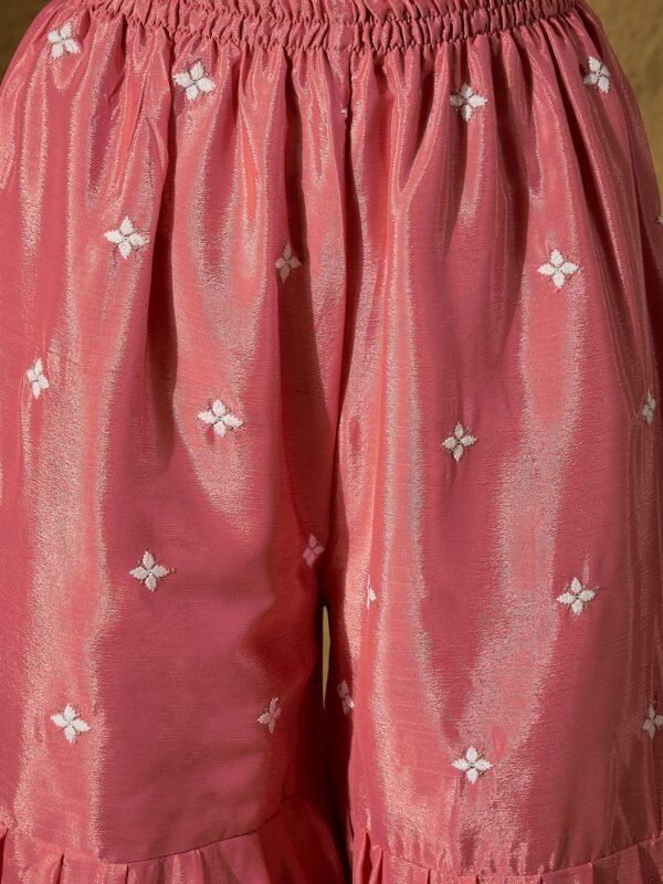 Radiant Light Pink Embroidered Chinon Kurta Sharara Set with Dupatta
