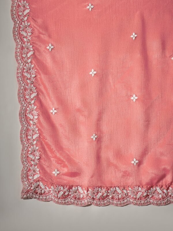 Radiant Light Pink Embroidered Chinon Kurta Sharara Set with Dupatta